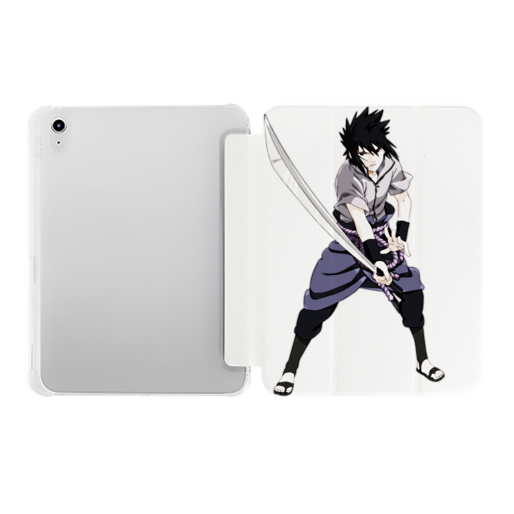 （画像用） NARUTO -ナルト- うちは サスケ Uchiha Sasuke IPad ケース ペン収納付き 三つ折りスタンド PUレザー×シリコン 対応機種9.5/10.5/10.9インチ